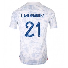 Frankrike Lucas Hernandez #21 Bortatröja VM 2022 Korta ärmar